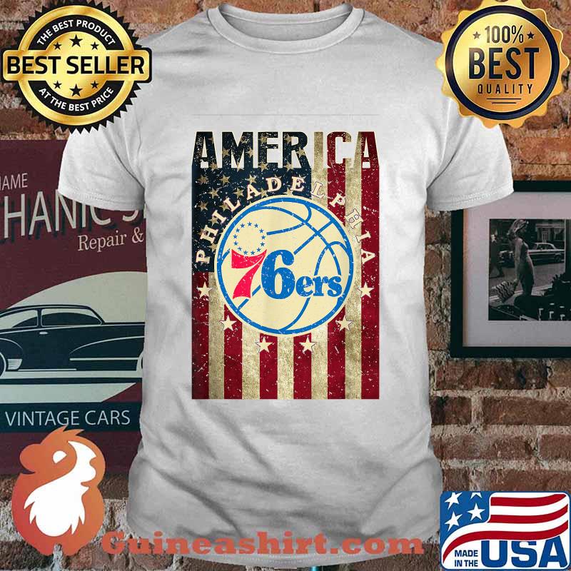 Philadenphia Basketball Fan 76.ers 4th of July American Flag T-Shirt