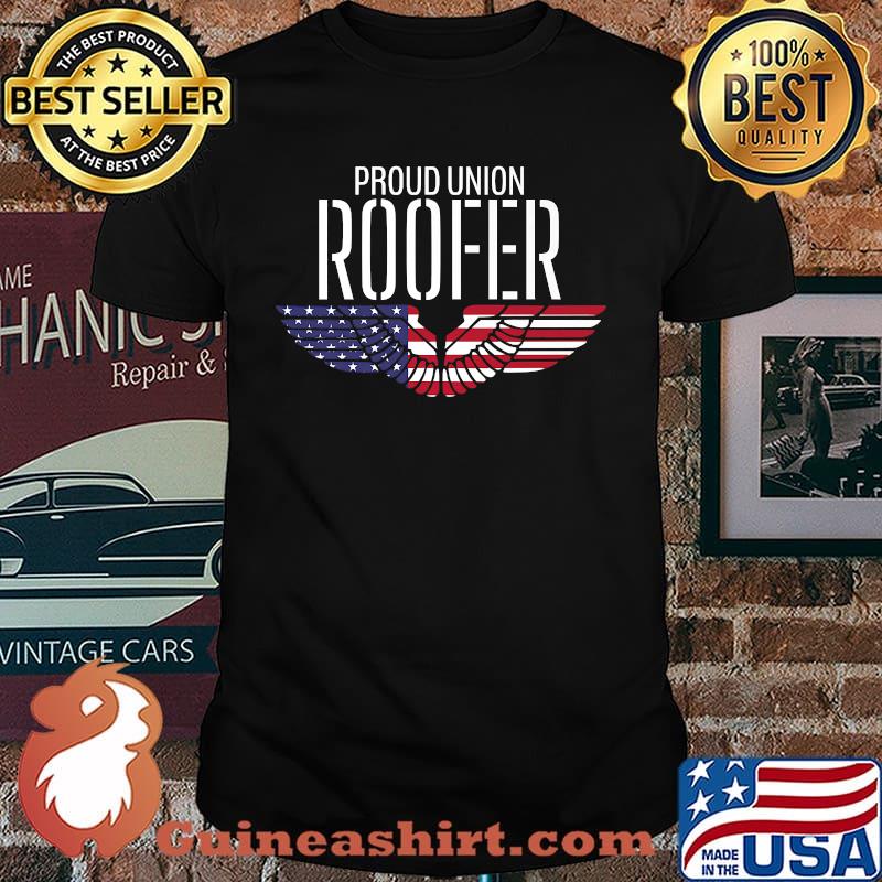 Proud Union Roofer Patriotic American Flag T-Shirt