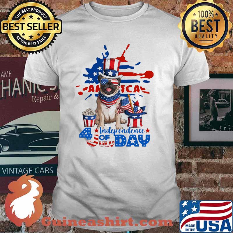 Pug Independence Day 4th Of July Firework America Dog Shirt