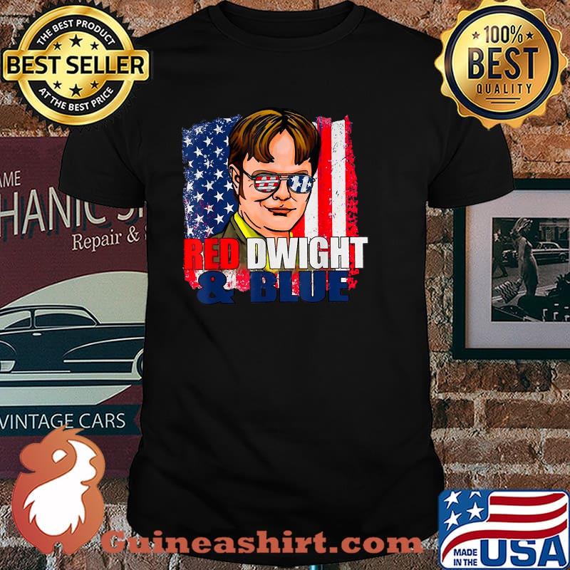 Red - Dwights and Blue American Flag 4th Of July Merica T-Shirt
