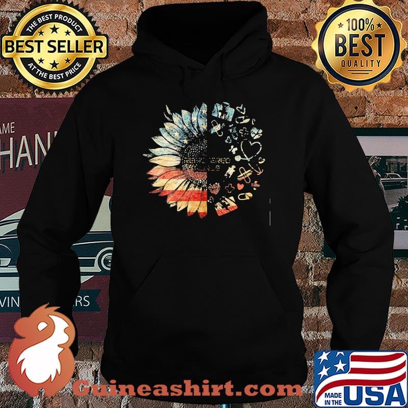 Registered Nurse Medical Sunflower American Flag Shirt Hoodie
