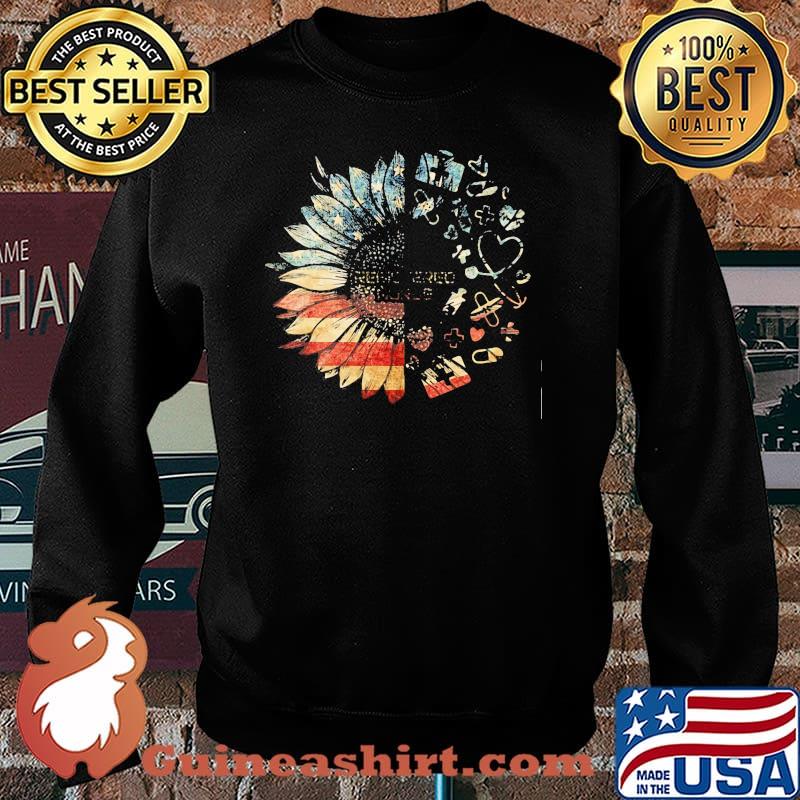 Registered Nurse Medical Sunflower American Flag Shirt Sweater