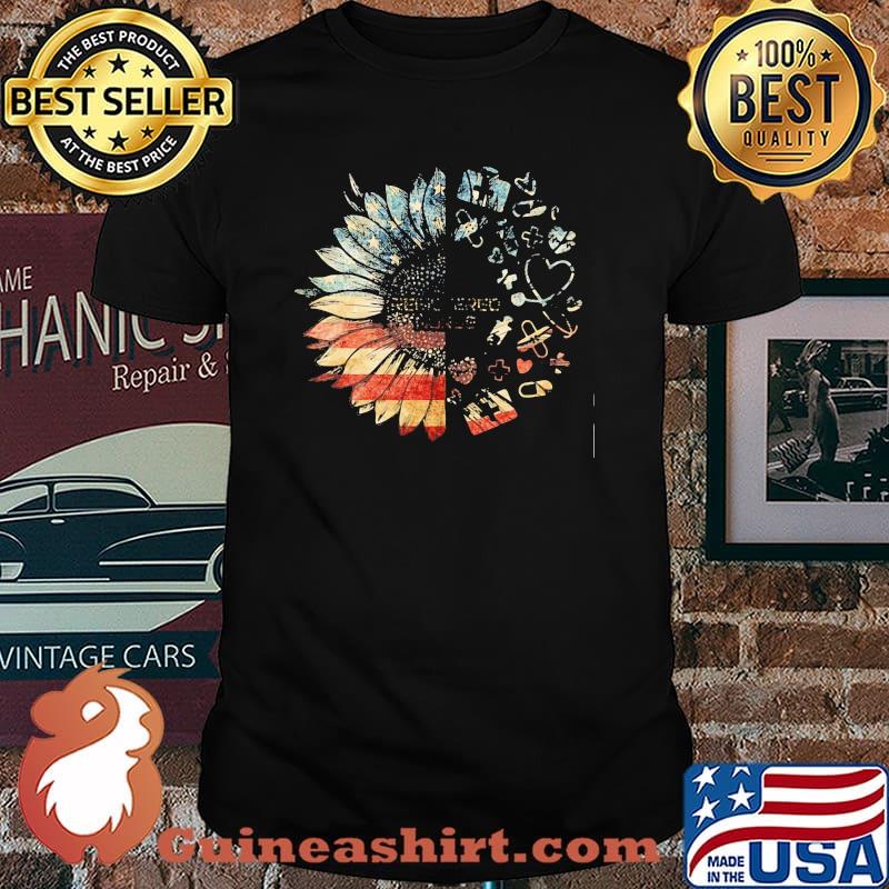 Registered Nurse Medical Sunflower American Flag Shirt
