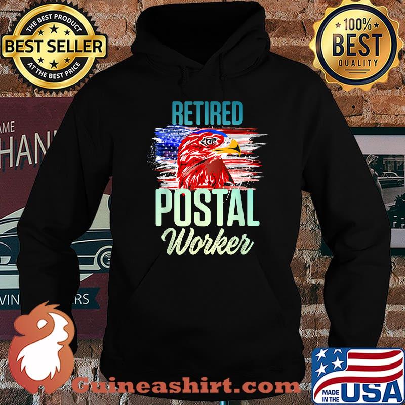 Retired Postal Worker Mailman Retirement Eagle AMerican Flag T-Shirt Hoodie