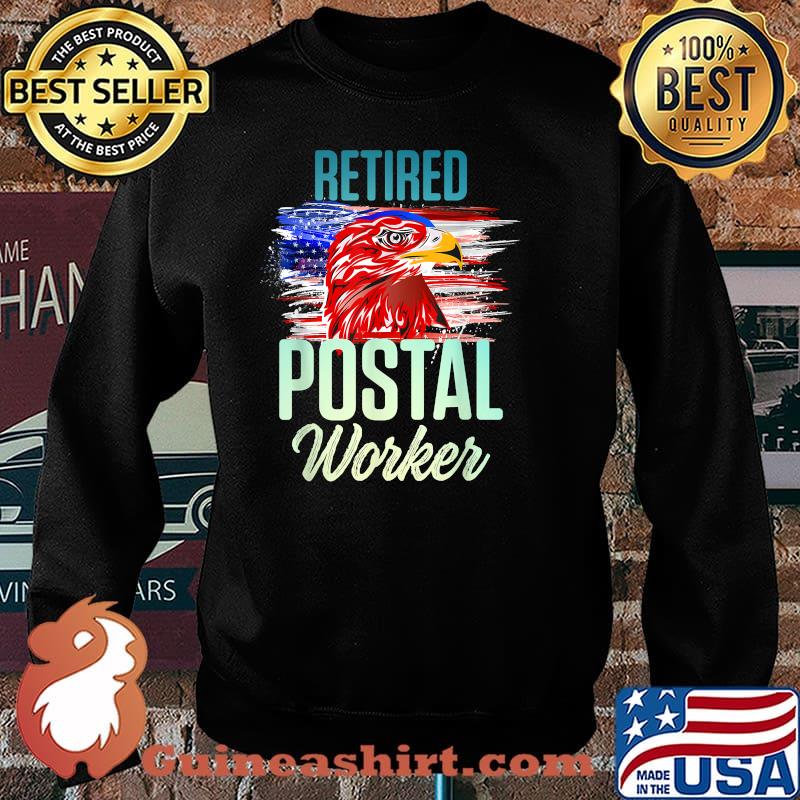 Retired Postal Worker Mailman Retirement Eagle AMerican Flag T-Shirt Sweater