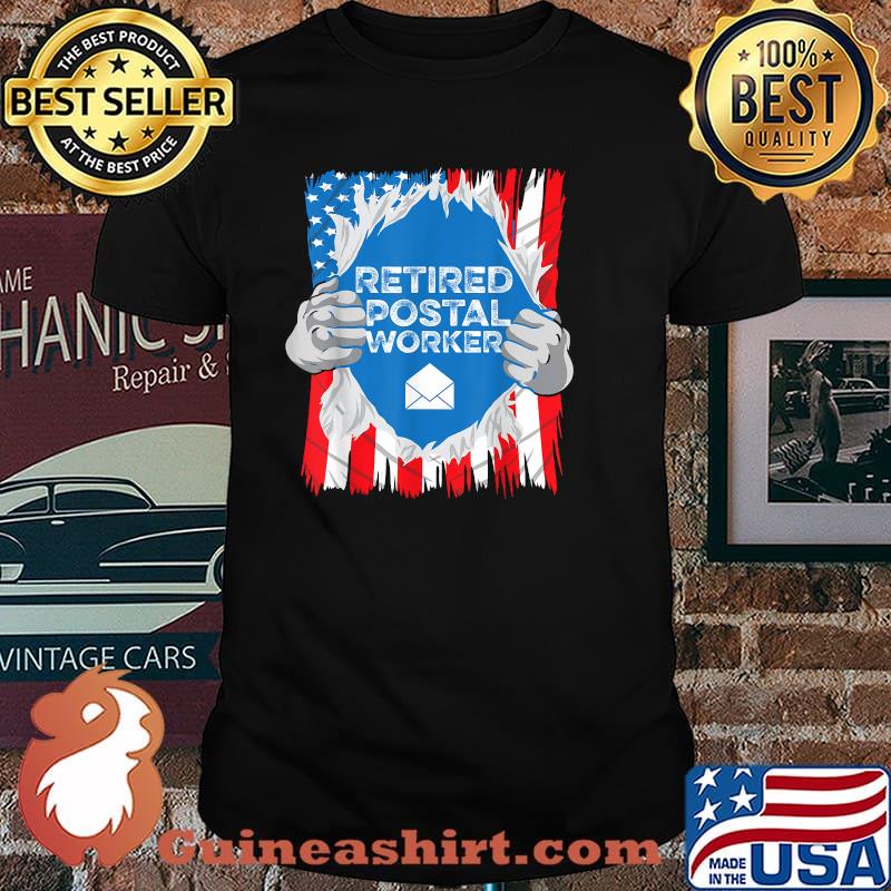 Retired Postal Worker Mailman Retirement Hero American Flag Shirt