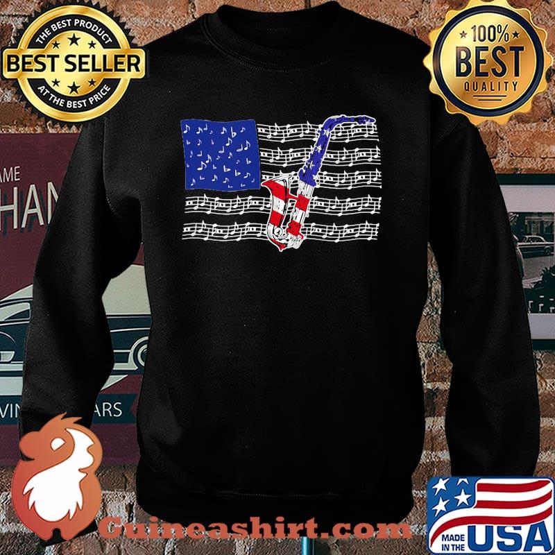 Saxophone 4th July American Flag Shirt Sweater