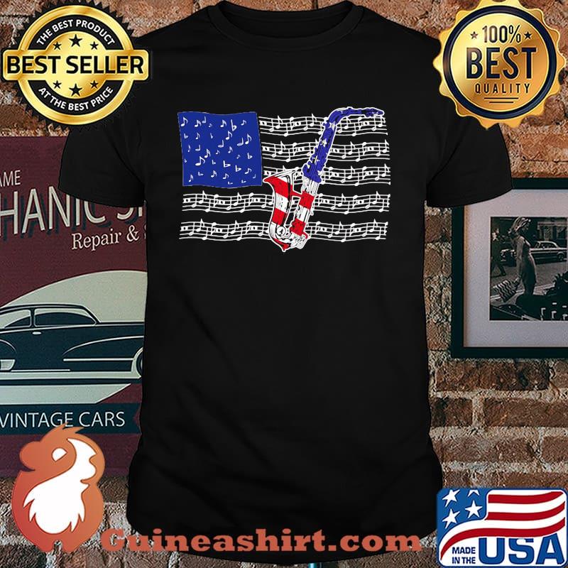 Saxophone 4th July American Flag Shirt