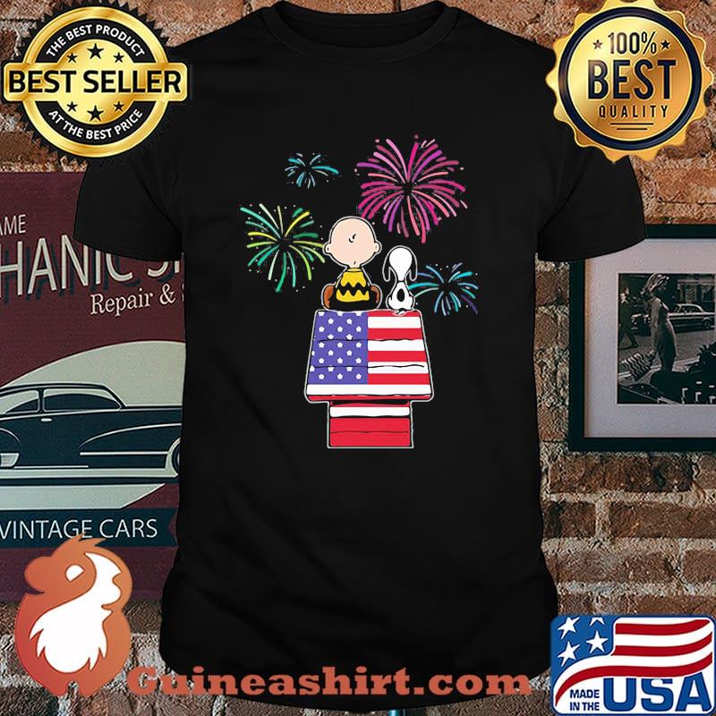 Snoopy And Friend American Flag Firework Shirt