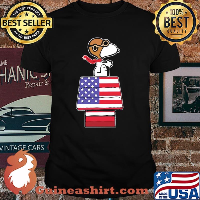 Snoopy Pilot Amrican Flag Shirt