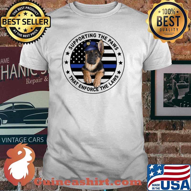 Supporting the paws that enforce the laws dog police american flag shirt