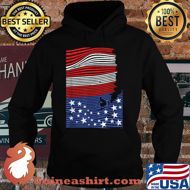 Surfing 4th Of July American Flag Wave Patriotic Surfer T-Shirt Hoodie