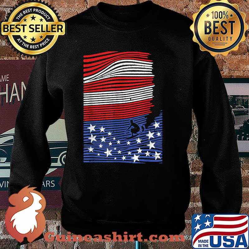 Surfing 4th Of July American Flag Wave Patriotic Surfer T-Shirt Sweater
