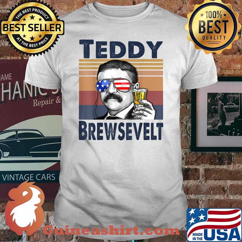 Teddy Brewsevelt funny American Flag 4th of July Sunglasees Vintage T-Shirt