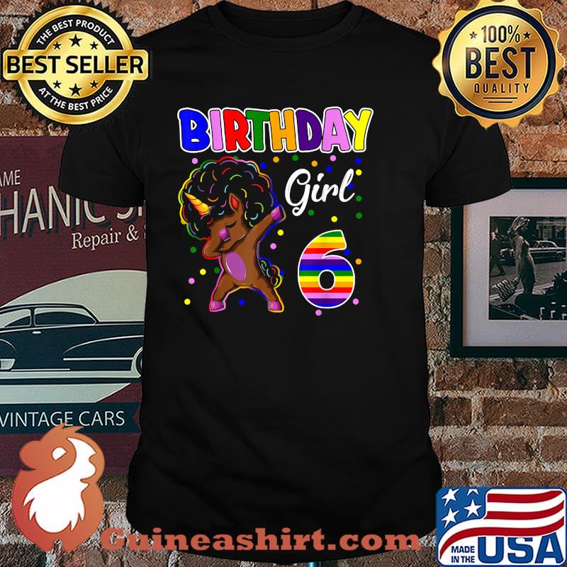 6th Birthday Black Girl 6 Years Old Awesome Unicorn Dabbing Shirt