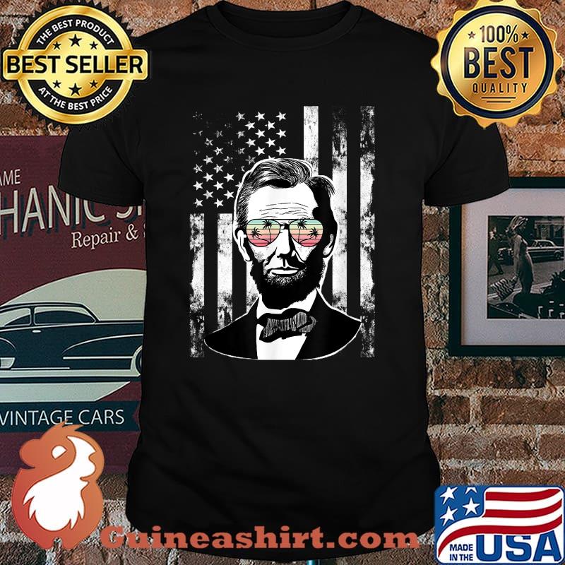 Abraham Lincoln Retro Sun Sunglasses american flag T-Shirt