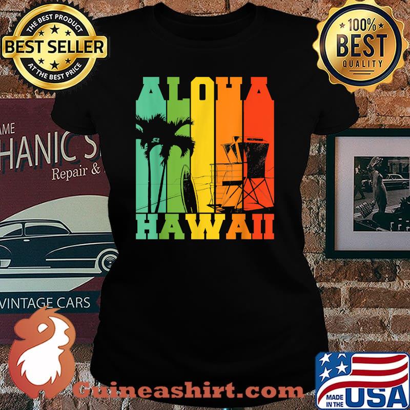 Aloha Tropical Hawaii Palm Trees Beach Vintage T-Shirt Laides tee