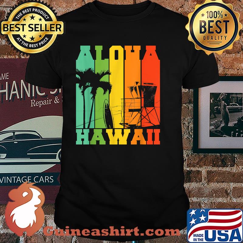 Aloha Tropical Hawaii Palm Trees Beach Vintage T-Shirt
