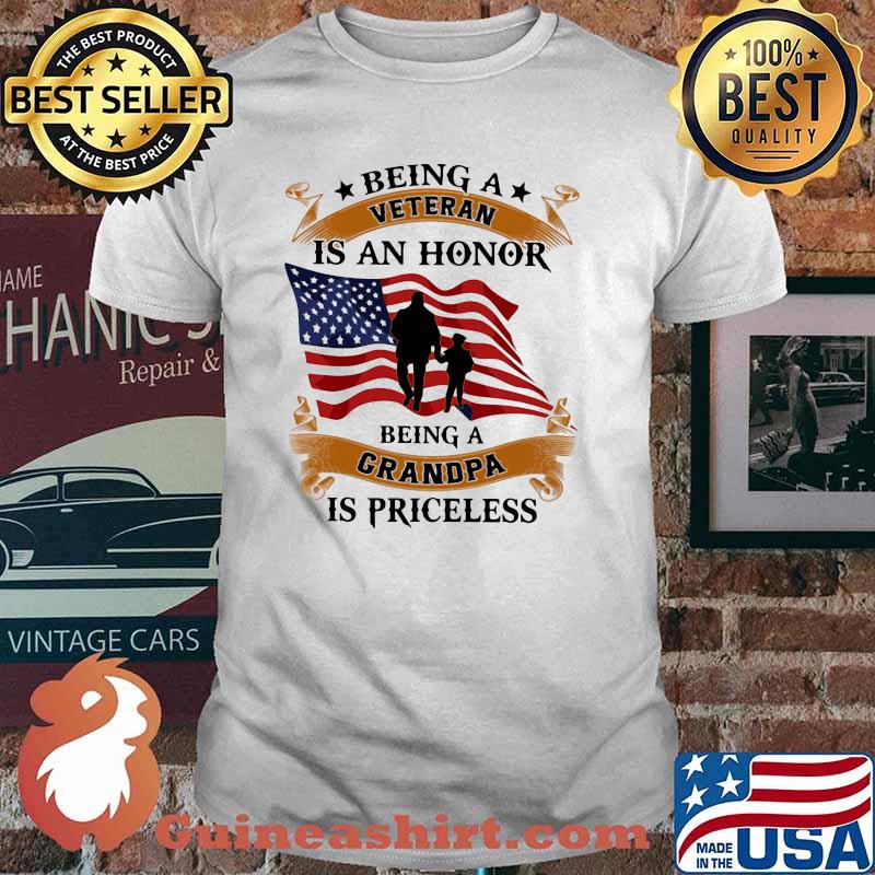 Being A Veteran Is An Honor Being A Grandpa Is Princeless American Flag Shirt