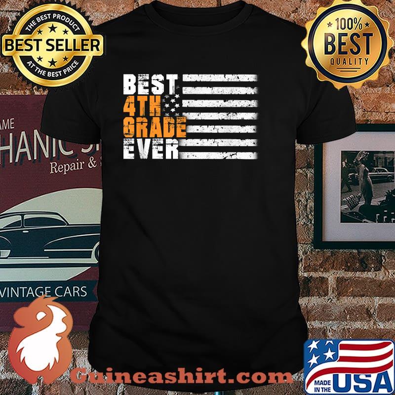 Best 4th Grade Ever Back to School USA Flag T-Shirt