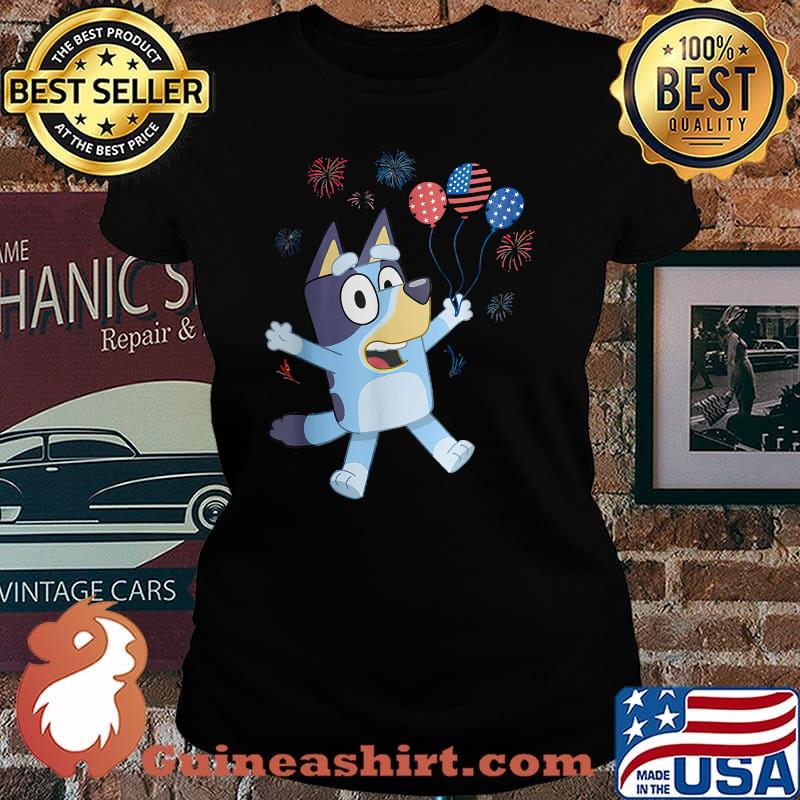 Blueys Firework Balloons 4th of July T-Shirt Laides tee