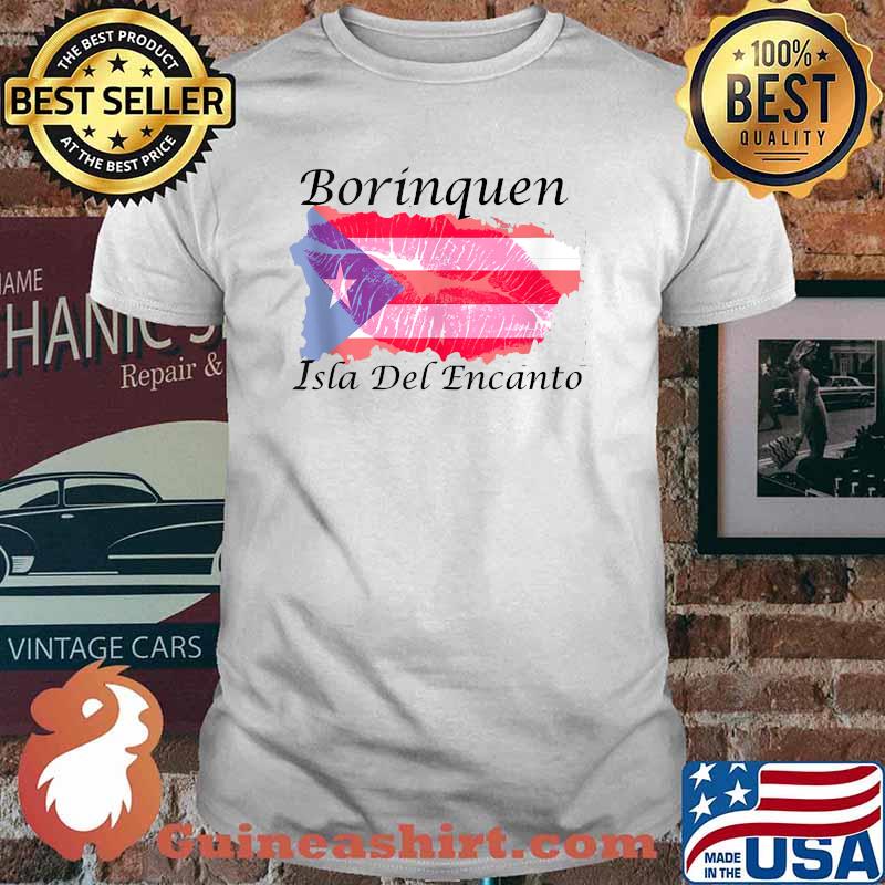 Borinquen Isla Del Encanto American Flag Lips Shirt