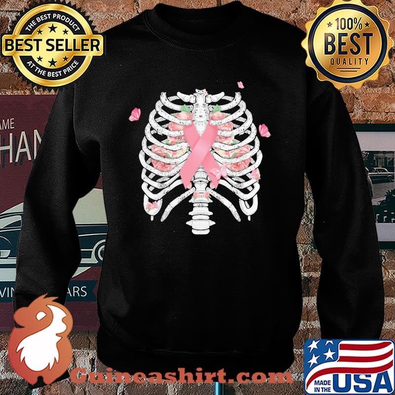 Breast Cancer Bones Awareness Skull flower Shirt Sweater
