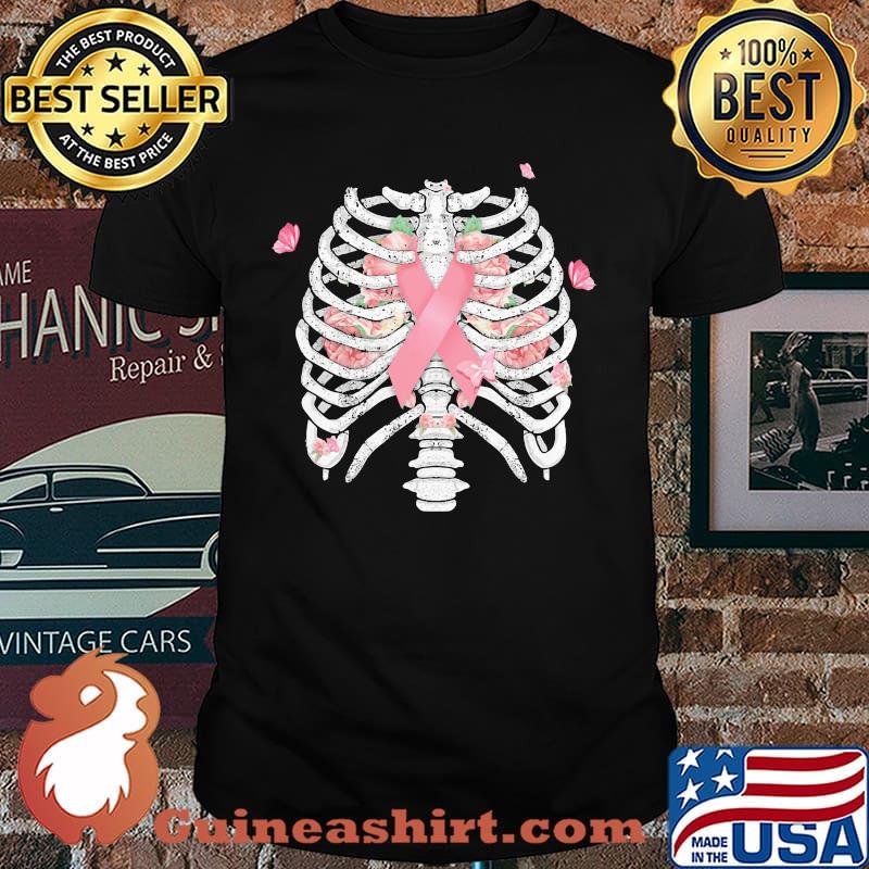 Breast Cancer Bones Awareness Skull flower Shirt