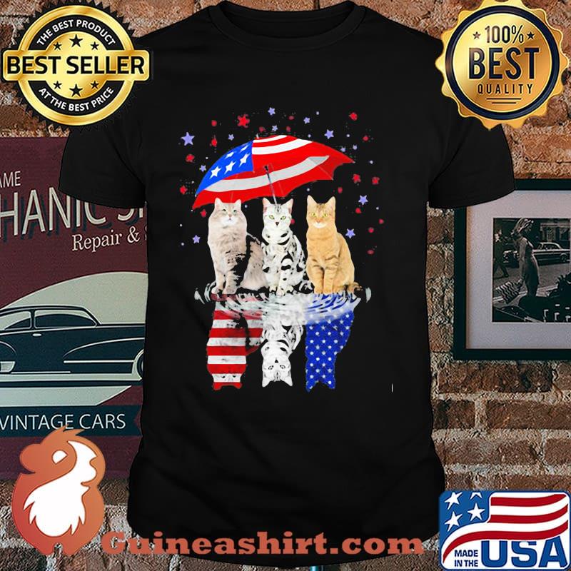 Cat umbrella American Flag Shirt