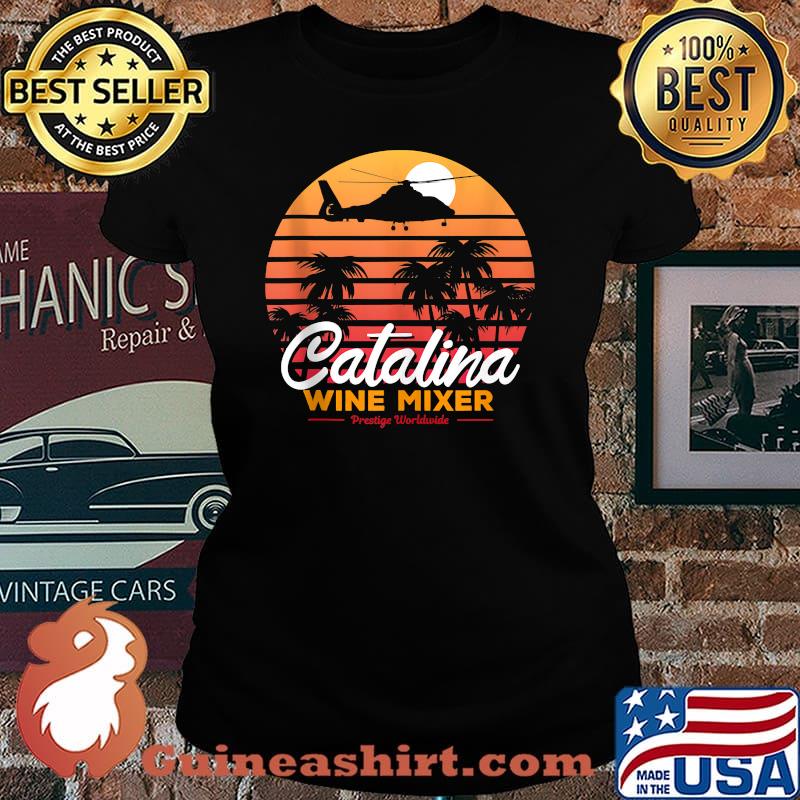 Catalina Wine Mixer Prestige Worldwide Retro Beach Palm Tree Shirt Laides tee