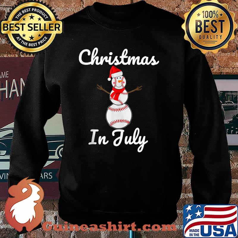 Christmas In July Baseball Snowman Santa Hat Summer 2021 Shirt Sweater