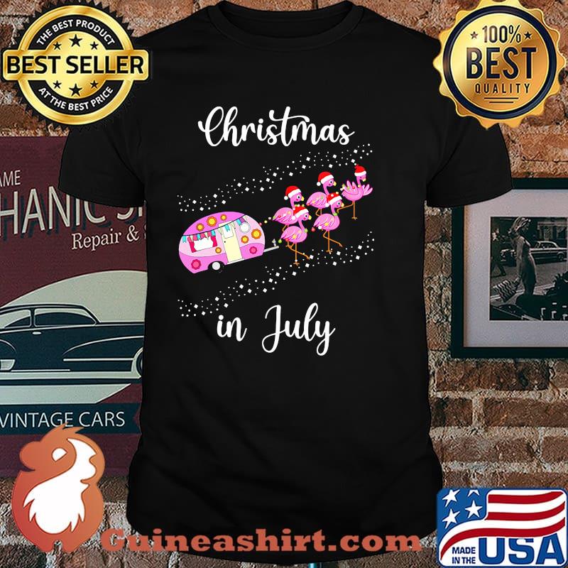 Christmas in july camp flamingo shirt