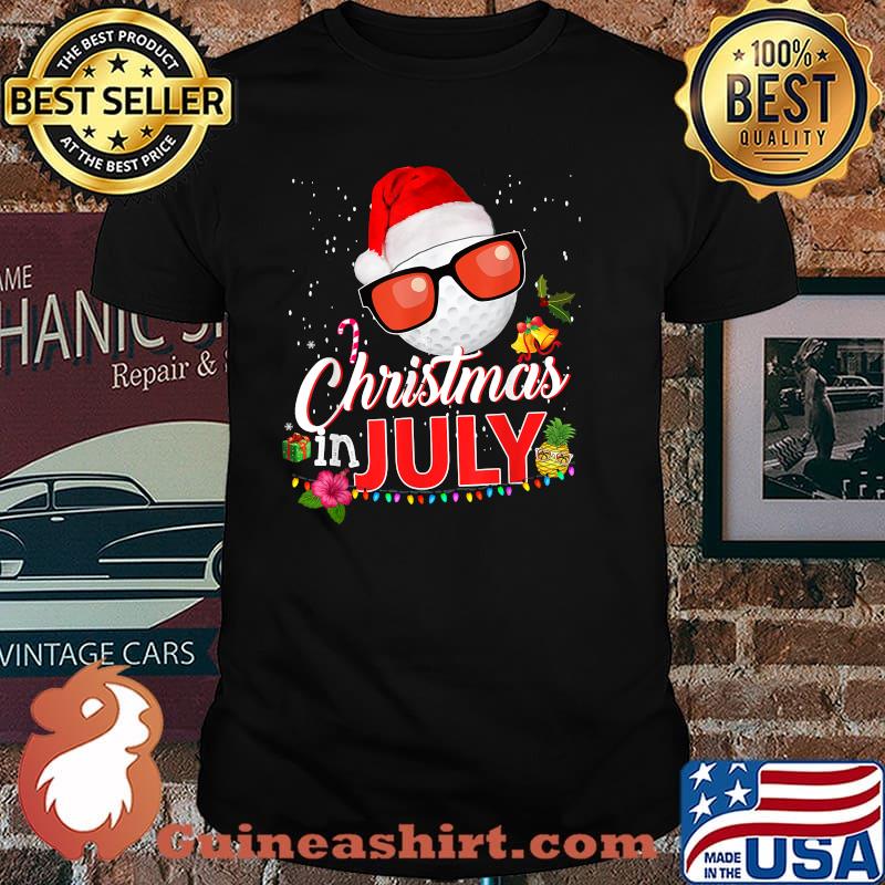 Christmas in July Golf Golfer Glasses Santa Hat Summer Shirt