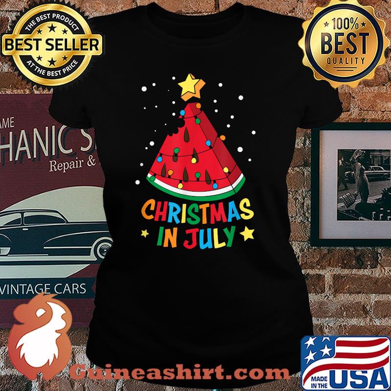Christmas In July Watermelon Xmas Tree Summer Vacation T-Shirt Laides tee