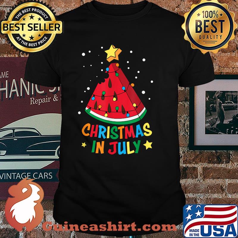 Christmas In July Watermelon Xmas Tree Summer Vacation T-Shirt