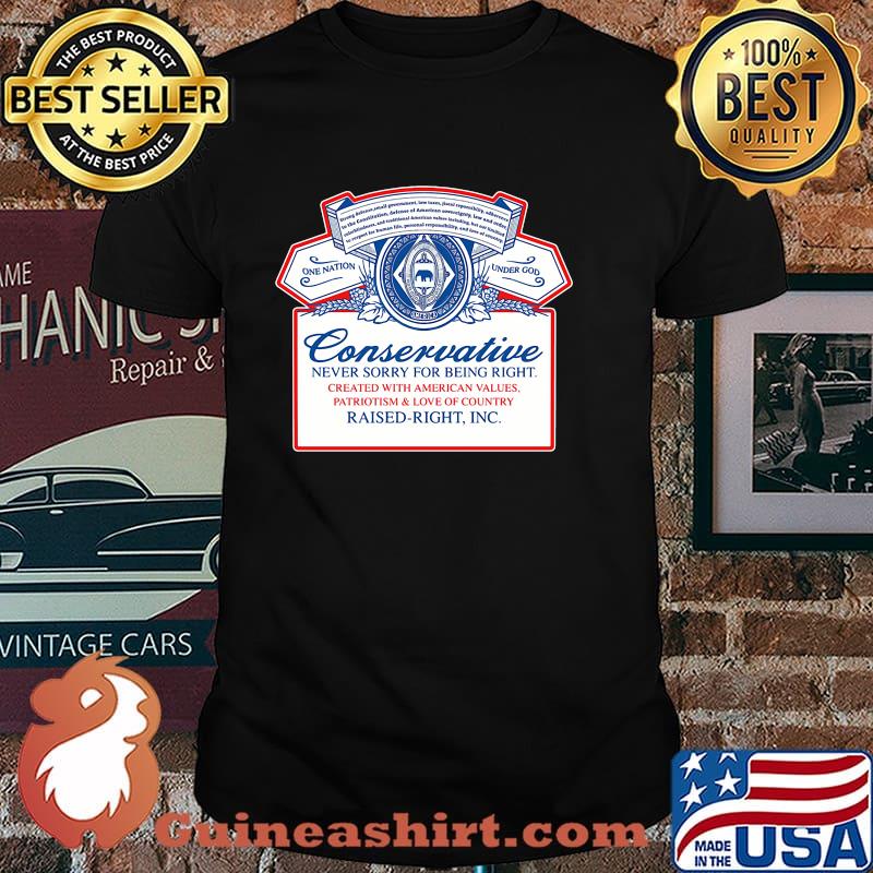 Conservative NEVER SORRY FOR BEING RIGHT shirt