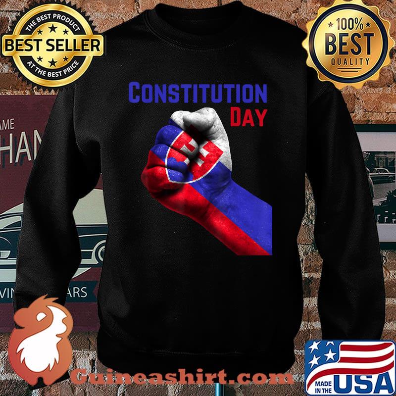 Constitution Day - Independence Day Flag of Slovakia on Hand T-Shirt Sweater