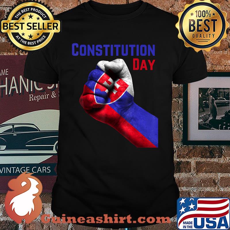 Constitution Day - Independence Day Flag of Slovakia on Hand T-Shirt
