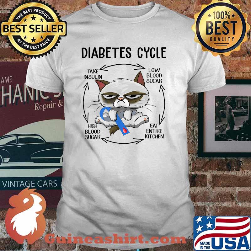 Diabetic Life Cycle Diabetes Awareness Cat T-Shirt
