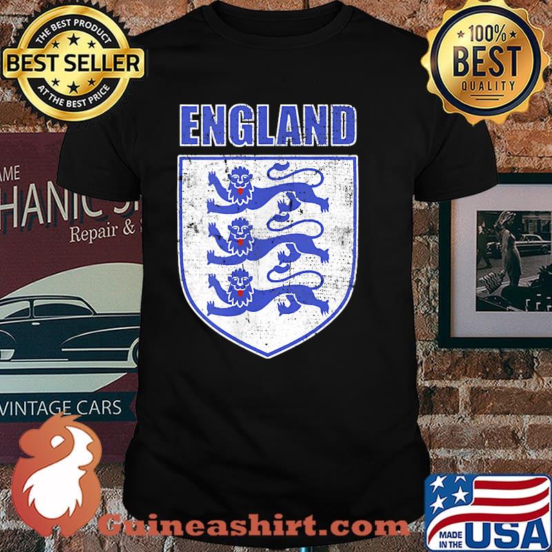 England Three Heraldic Lions Crest Escutcheon Flag Retro T-Shirt
