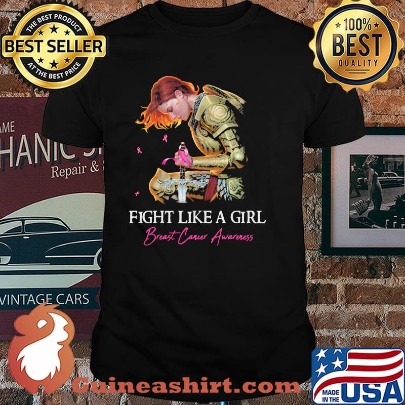 Fight like a girl breast cancer awareness woman shirt