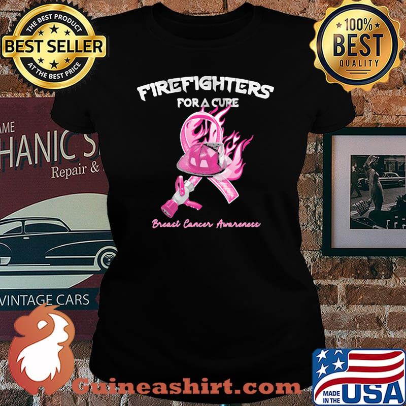 Firefighter Fora Cure Breast Cancer Awareness Shirt Laides tee