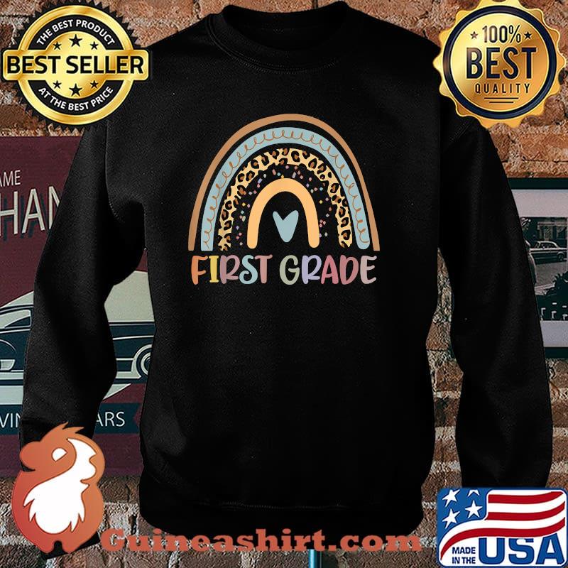 First Grade Rainbow Leopard Girls Teacher Team 1st Grade Shirt Sweater