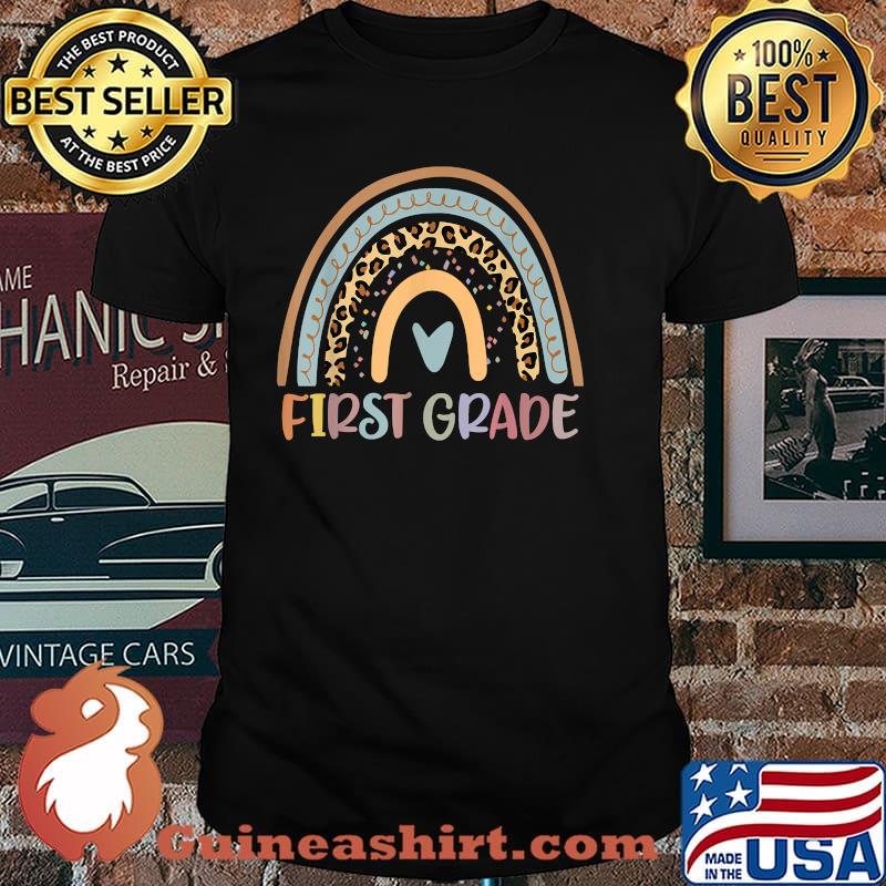 First Grade Rainbow Leopard Girls Teacher Team 1st Grade Shirt
