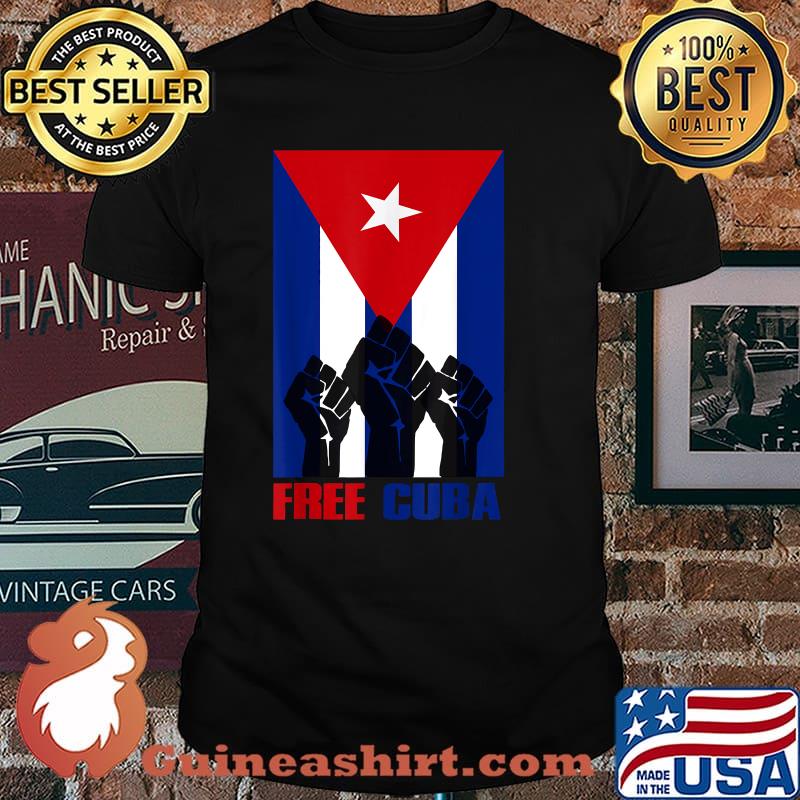 Free Cuba Cubans Support CuBa S.O.S Cuba Flag T-Shirt