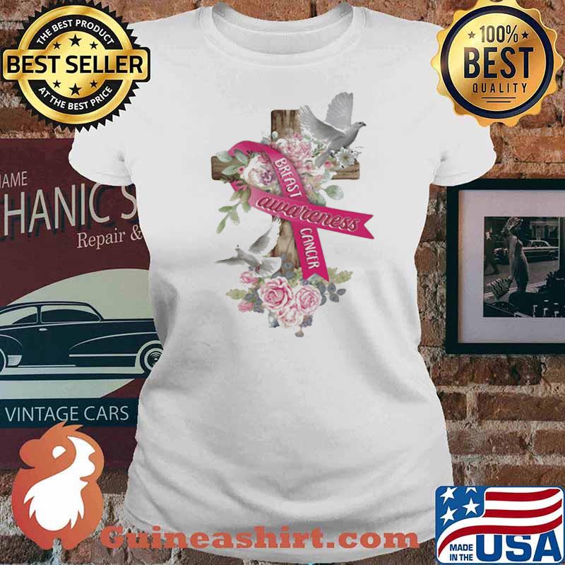 I Breast Cancer Awareness Dove Flower Shirt Ladies tee