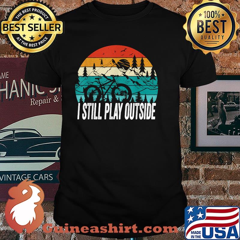 I Still Play Outside Biking Retro Sunset T-Shirt