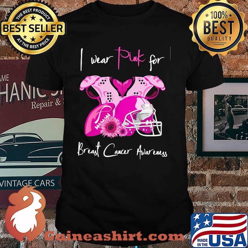 I Wear Pink For Breast Cancer Awareness Football Sunflower Shirt