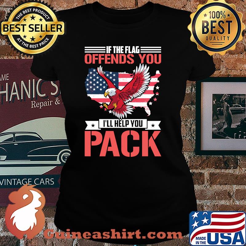 If The Flag Offends You I'll Help You Pack Pullover Eagle American Flag Shirt Laides tee