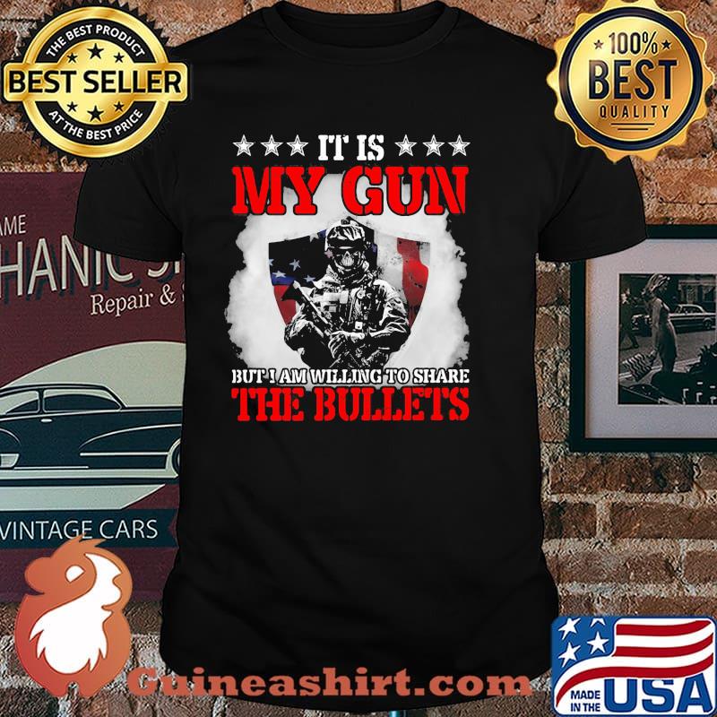 IT Is My Gun But I Am Willing To Share The Bullets Veteran American Flag Shirt